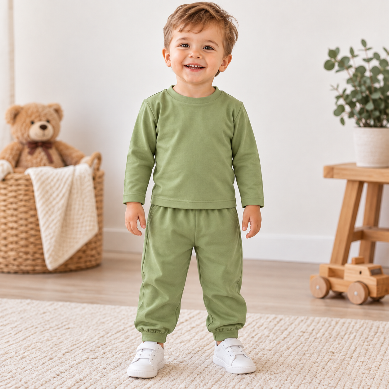 Sage Green Boys Two-Piece Outfit