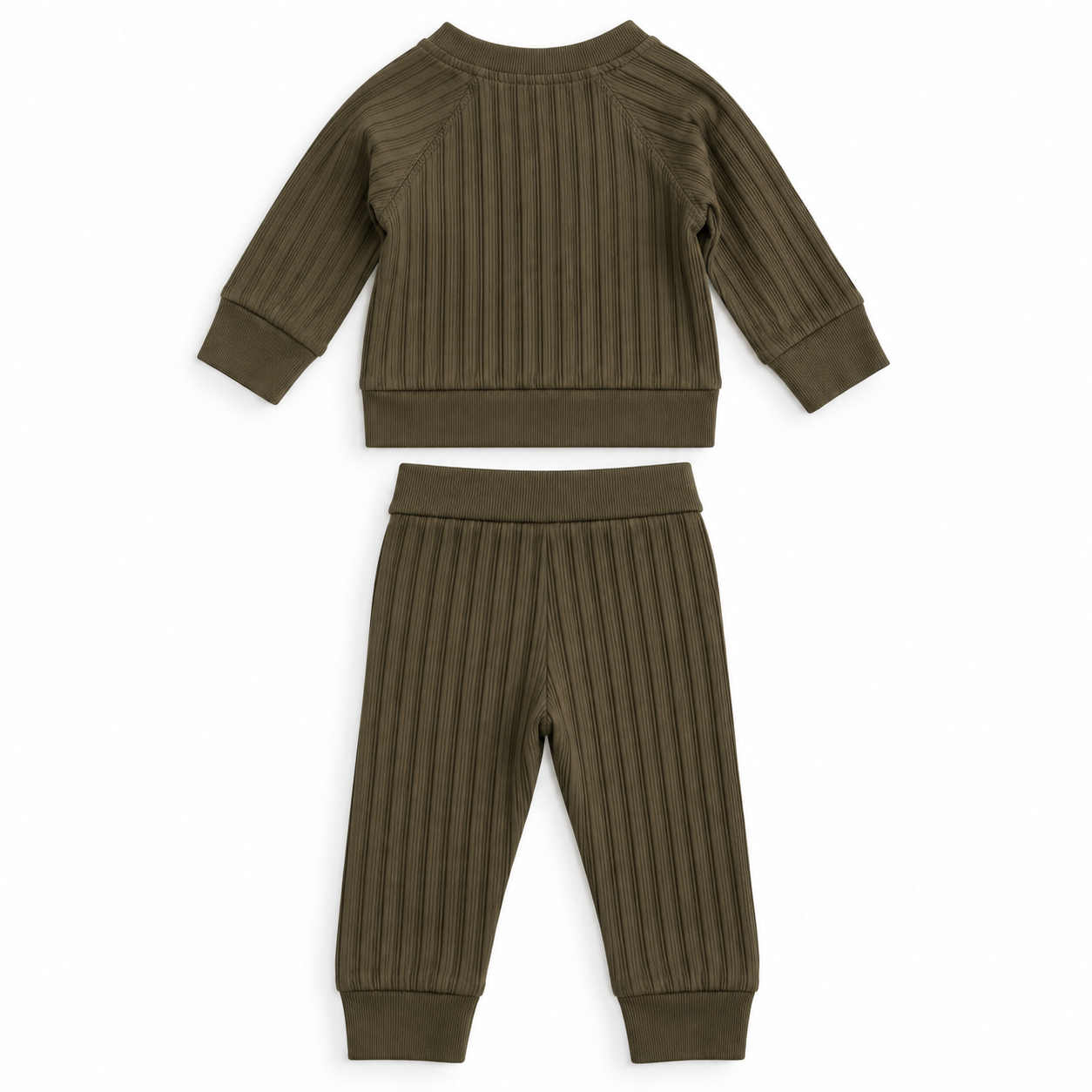 Baby Boy Olive Green Ribbed Outfit