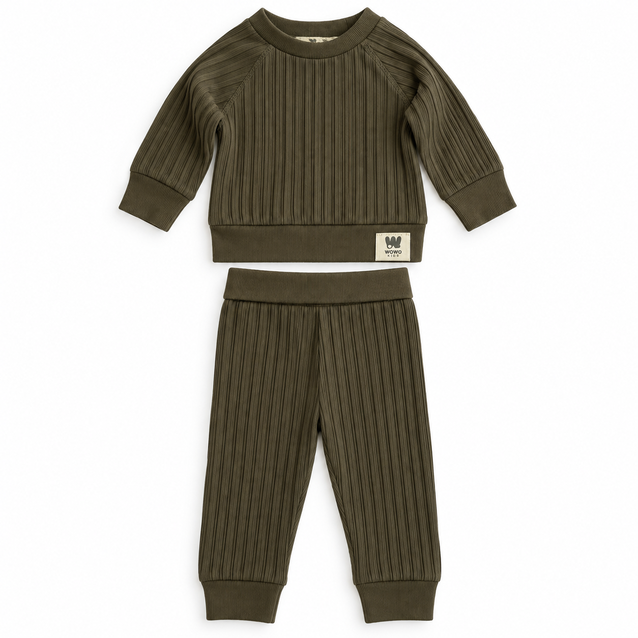 Baby Boy Olive Green Ribbed Outfit