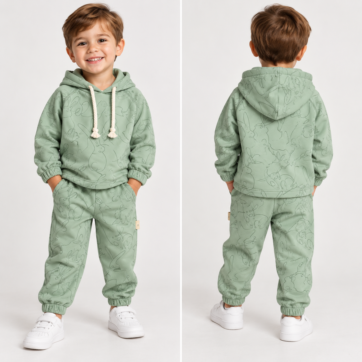 Boys Sage Green Bunny Set