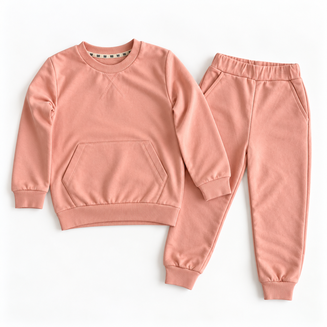 Girls Pink Cotton Tracksuit Set