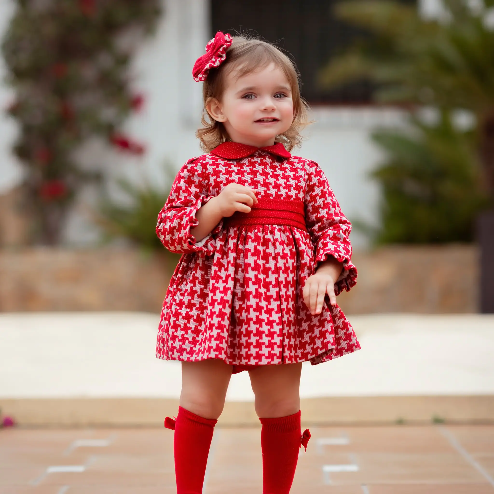 Baby Girl Red Houndstooth Dress