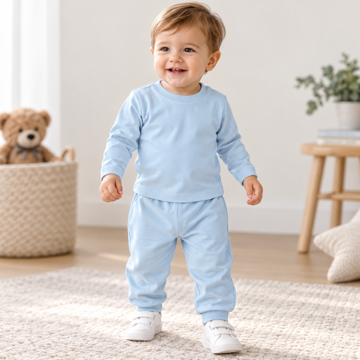 Baby Boy Light Blue Cotton Set